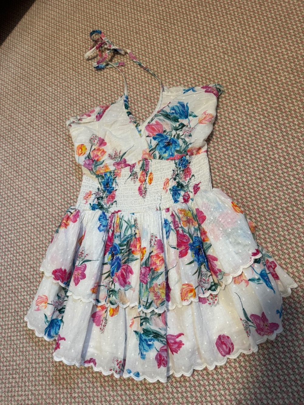 Love shack fancy mini halter dress floral print